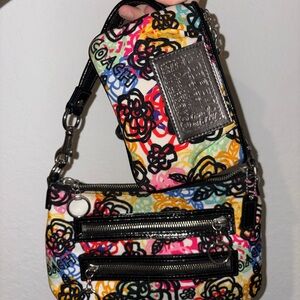 Coach Poppy Multicolor Floral Mini Bag, matching wristlet wallet